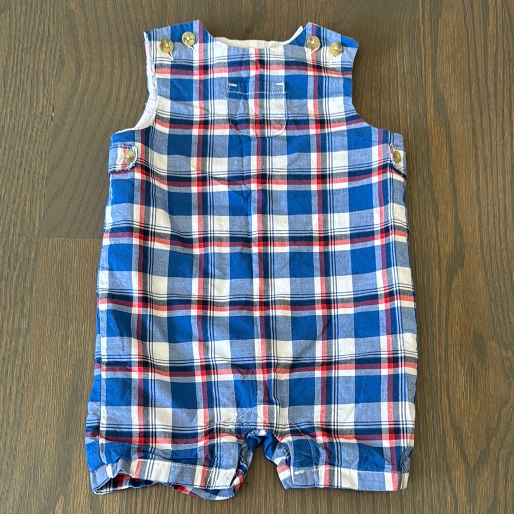 Janie & Jack 🇺🇸 Plaid Blue Kids Romper - 6-12M